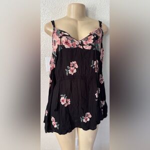 Blush Black Mini Dress with Pink Floral Pattern sexy party summer mini